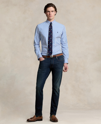 Polo Ralph Lauren Men's Slim-Fit Stretch Shirt - Light Blue/White