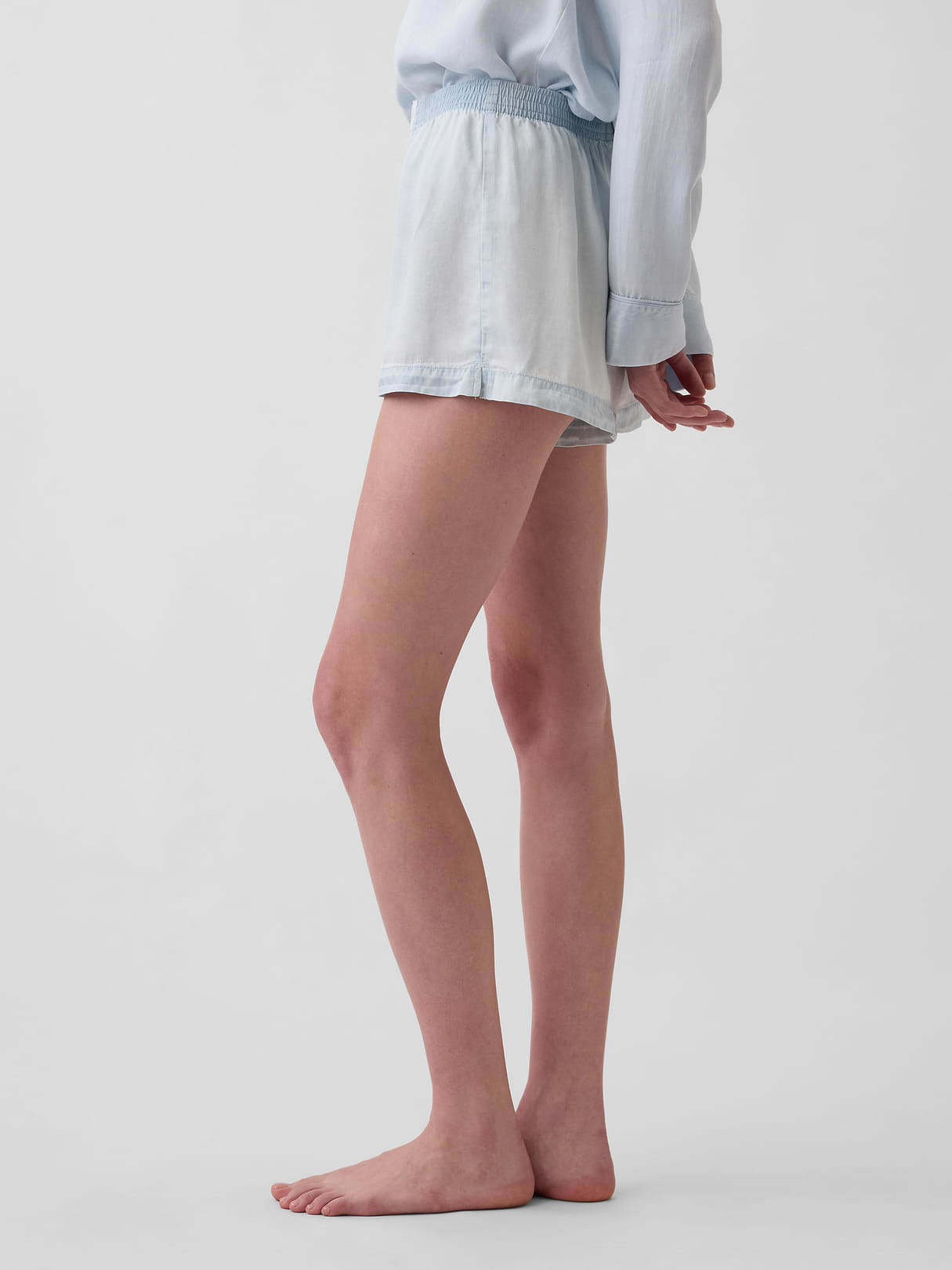 Poplin PJ Boxer Shorts - Light blue indigo