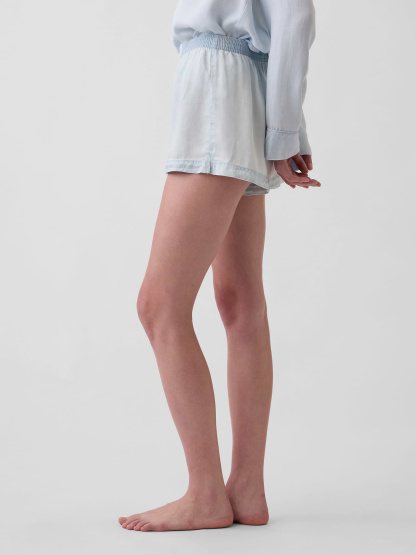 Poplin PJ Boxer Shorts - Light blue indigo