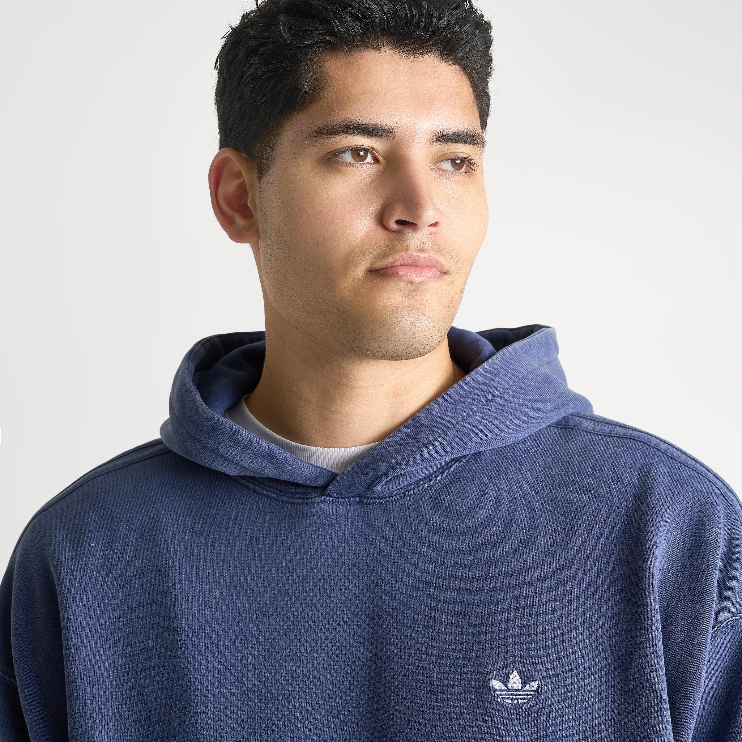 Men's adidas Originals Trefoil Essentials Washed Loose Pullover Hoodie - Dark Blue