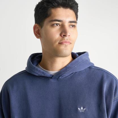 Men's adidas Originals Trefoil Essentials Washed Loose Pullover Hoodie - Dark Blue