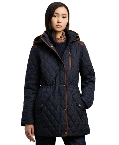Lauren Ralph Lauren Women's Hooded Anorak Quilted Coat, Created for Macy's - Dark Navy