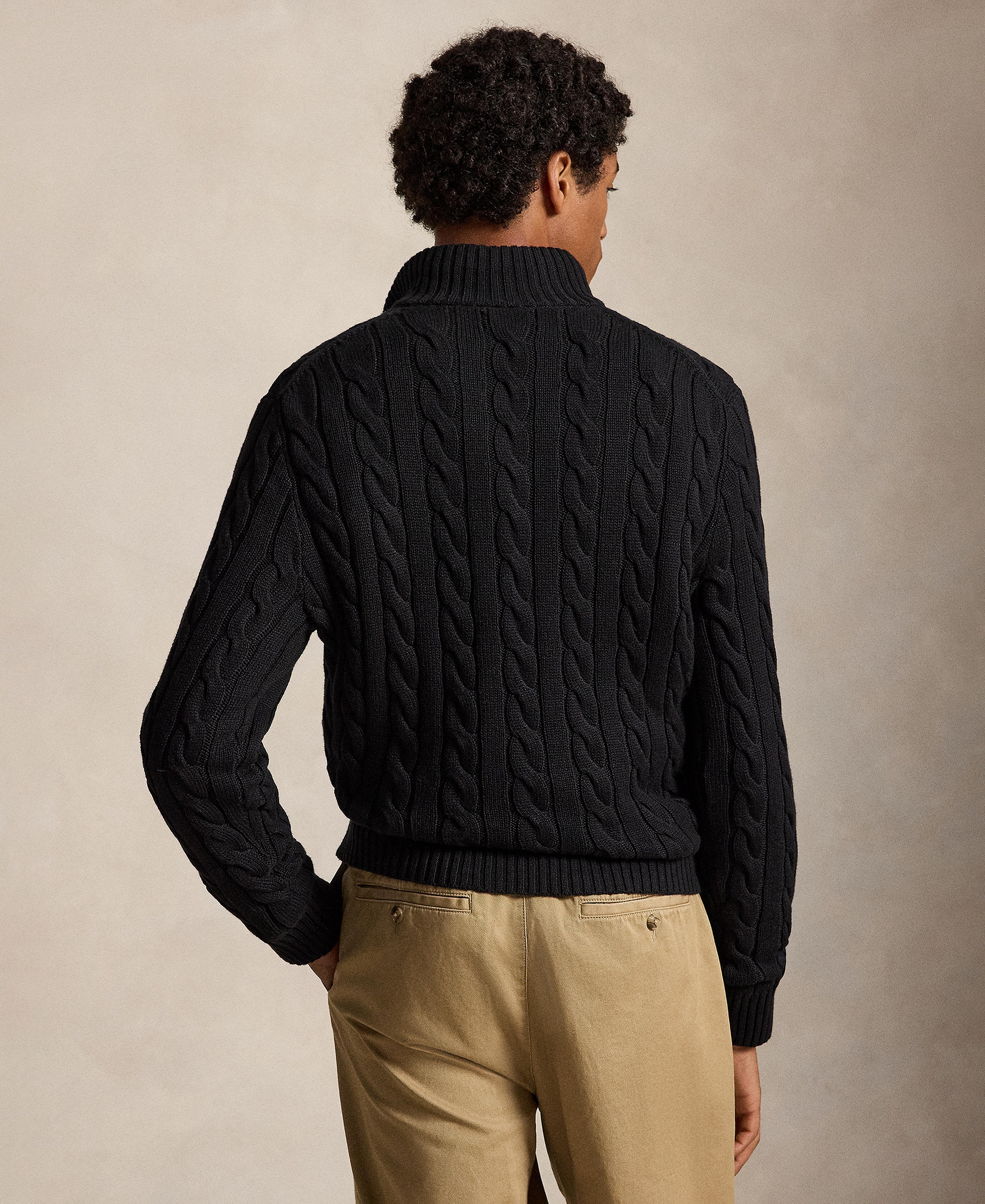 Polo Ralph Lauren Men's Cable-Knit Cotton Sweater - Polo Black