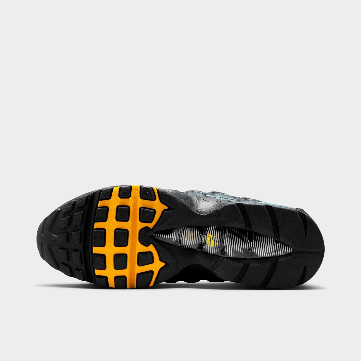 Men's Nithtke Air Max 95 Big Bubble Total 90 Casual Shoes - Black/University Gold/Metallic Silver/White - Bottom view