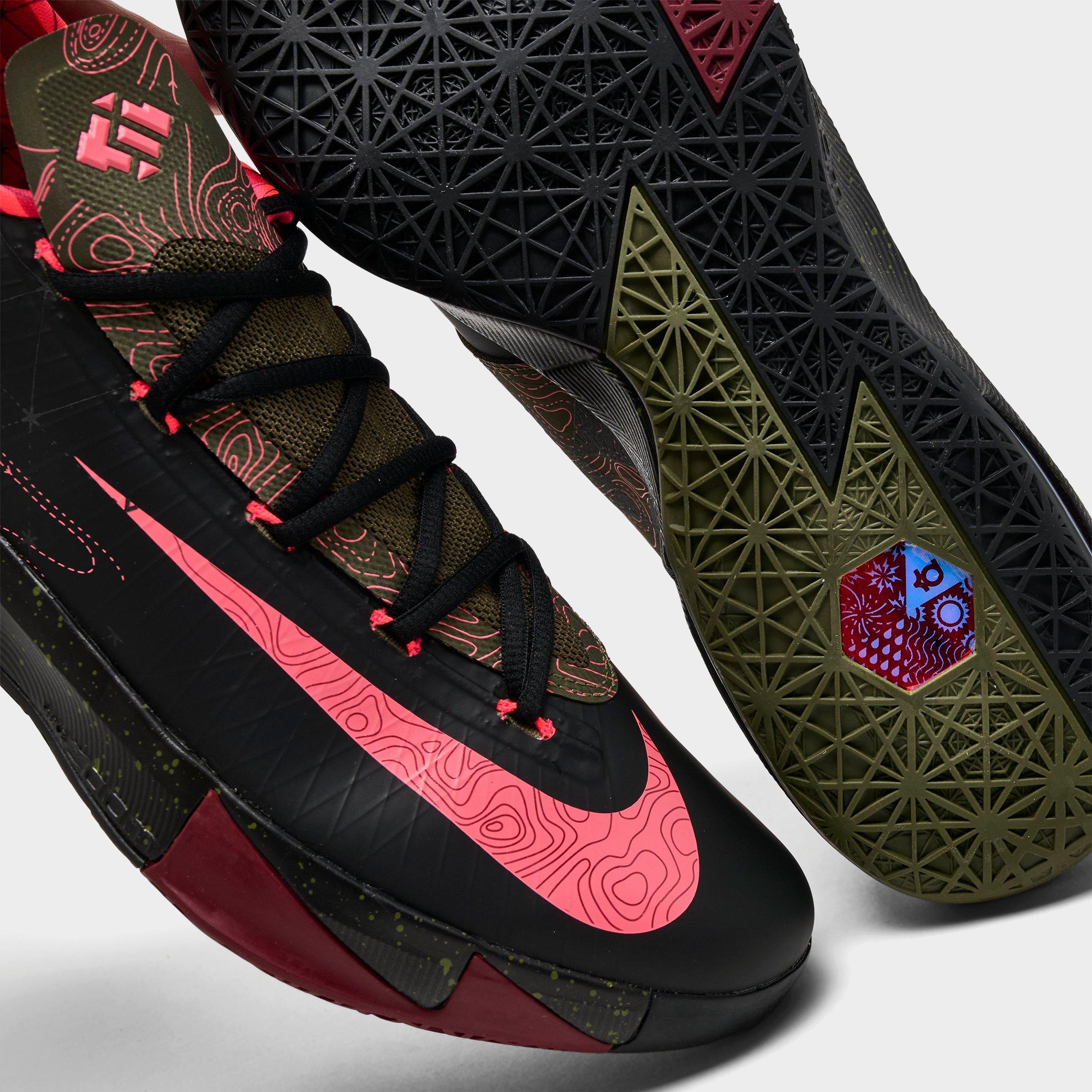 Men's Nithtke KD 6 Basketball Shoes - Black/Atomic Red/Medium Olive/Noble Red - Detail shot