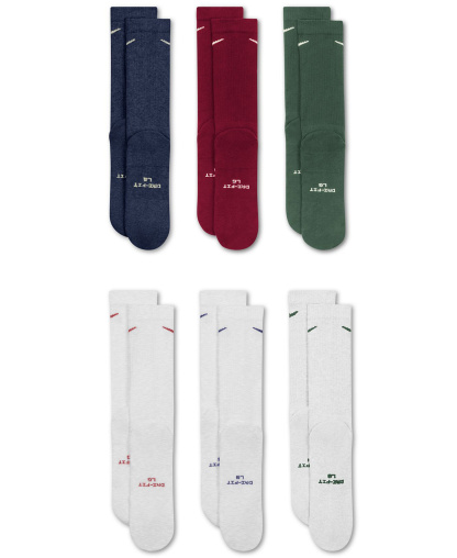 Nike Unisex Elevated Everyday Crew Socks, 6-Pack - Multi-Color