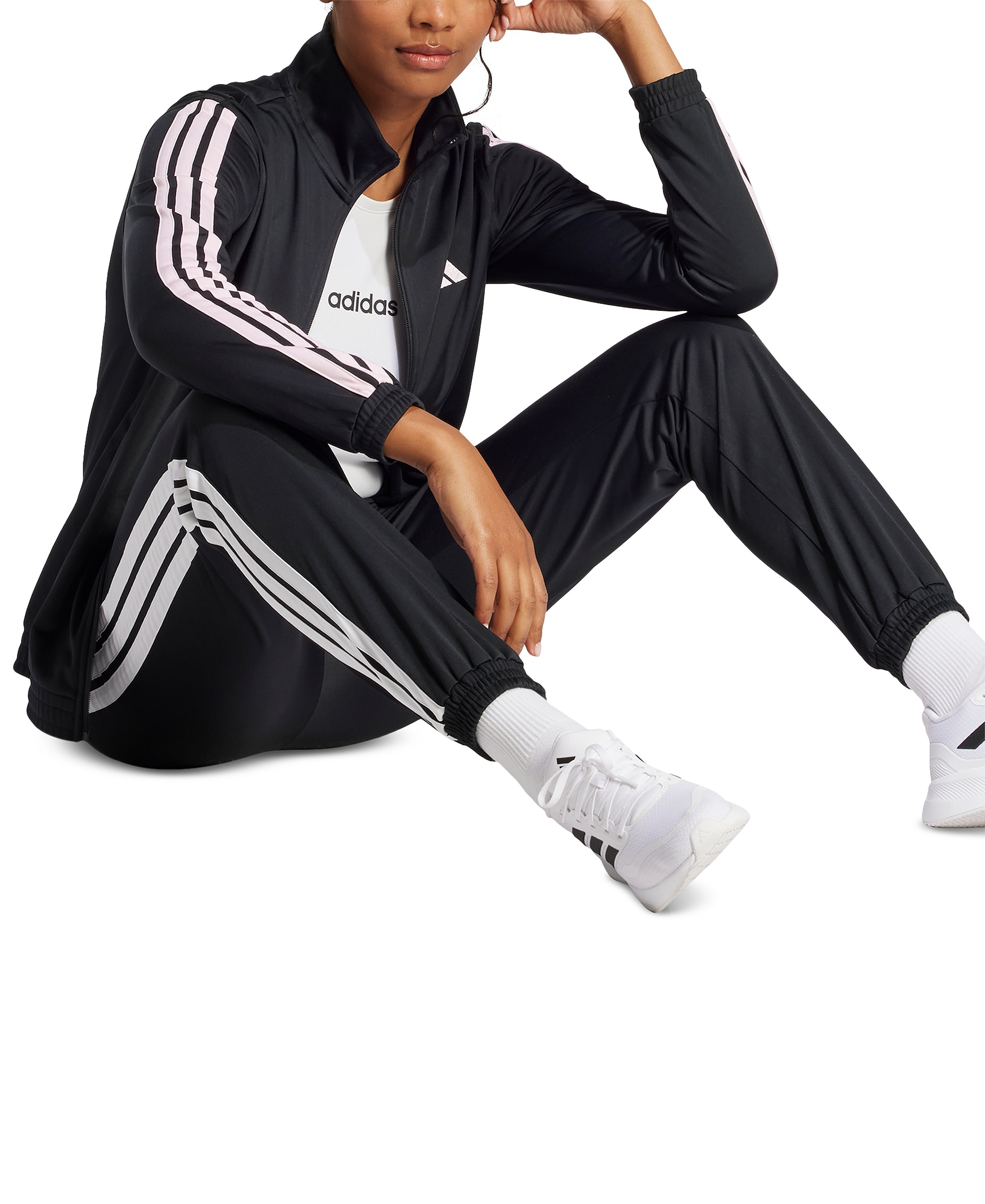 adidas Women's Tricot 3-Stripes Track Pants - Black/White