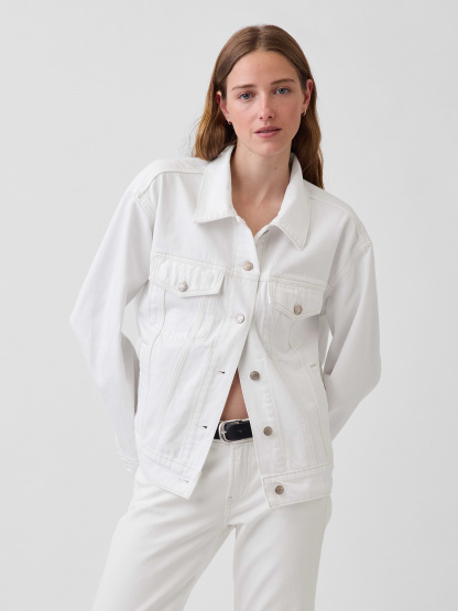 Oversized Icon Denim Jacket - Fresh white
