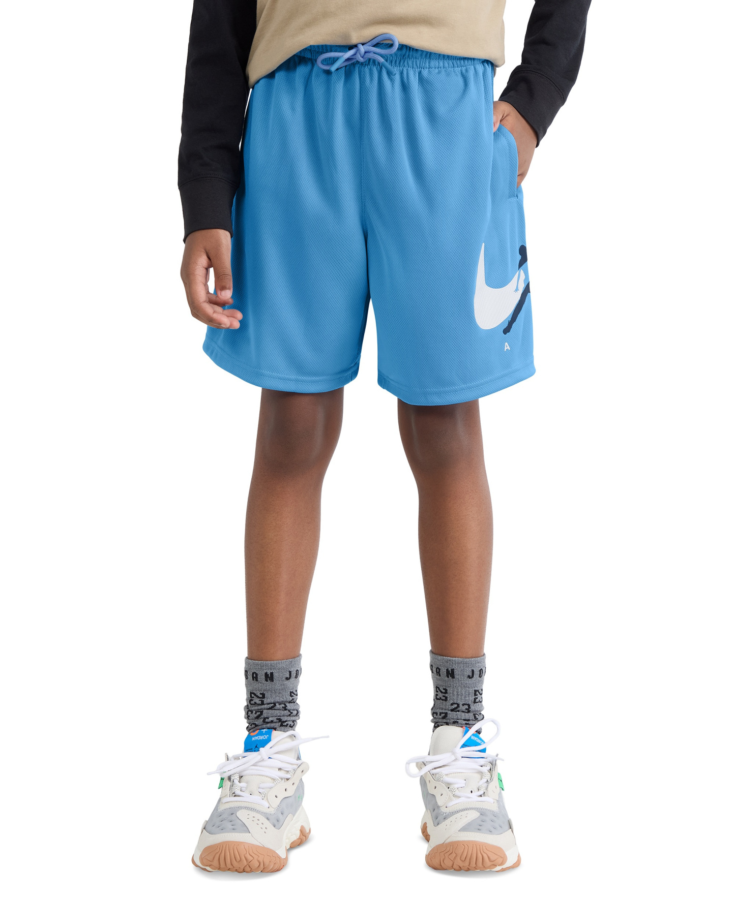 Jordan Boys' 8-20 Graphic Varsity-Style Mesh Shorts - Univeristy Blue