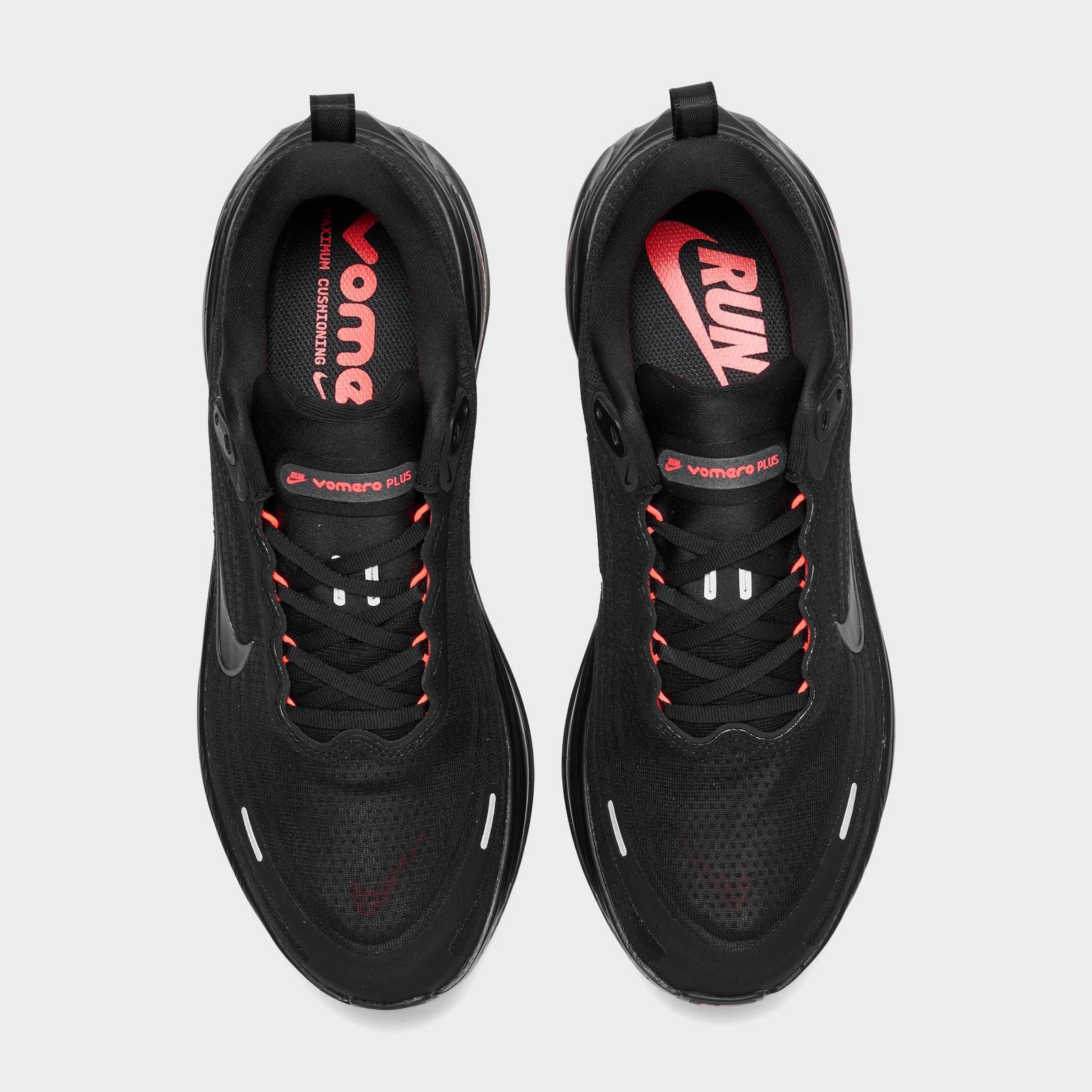 Men's Nike Vomero Plus Running Shoes - Black/Black/Bright Crimson/Wolf Grey
