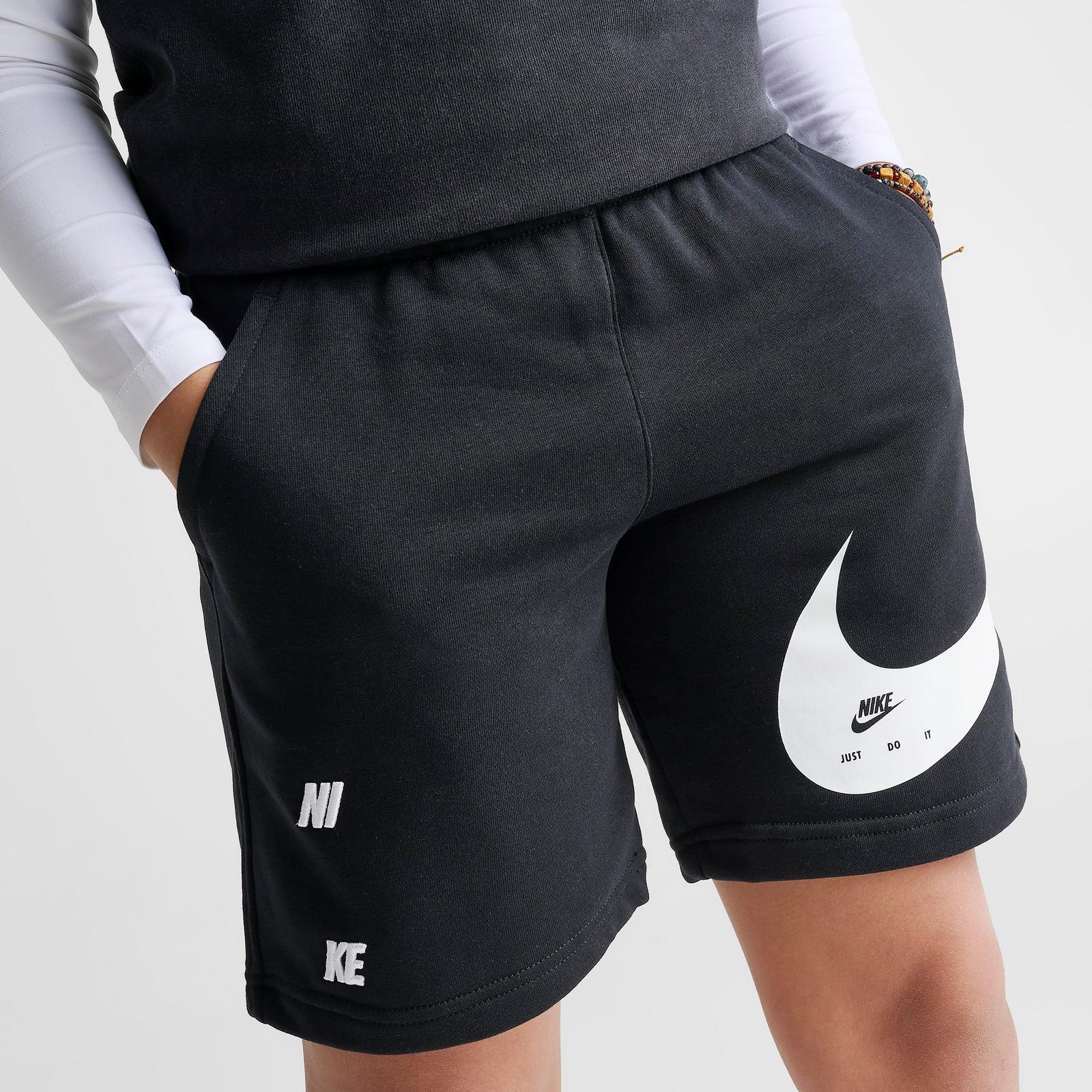 Big Kids' Nike Sportswear Swoosh Club French Terry Shorts - Black/White