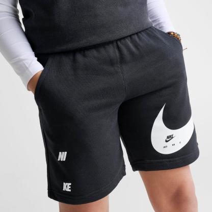 Big Kids' Nike Sportswear Swoosh Club French Terry Shorts - Black/White