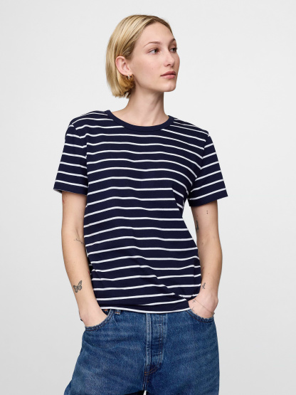 Organic Cotton VintageSoft T-Shirt - Navy blue stripe