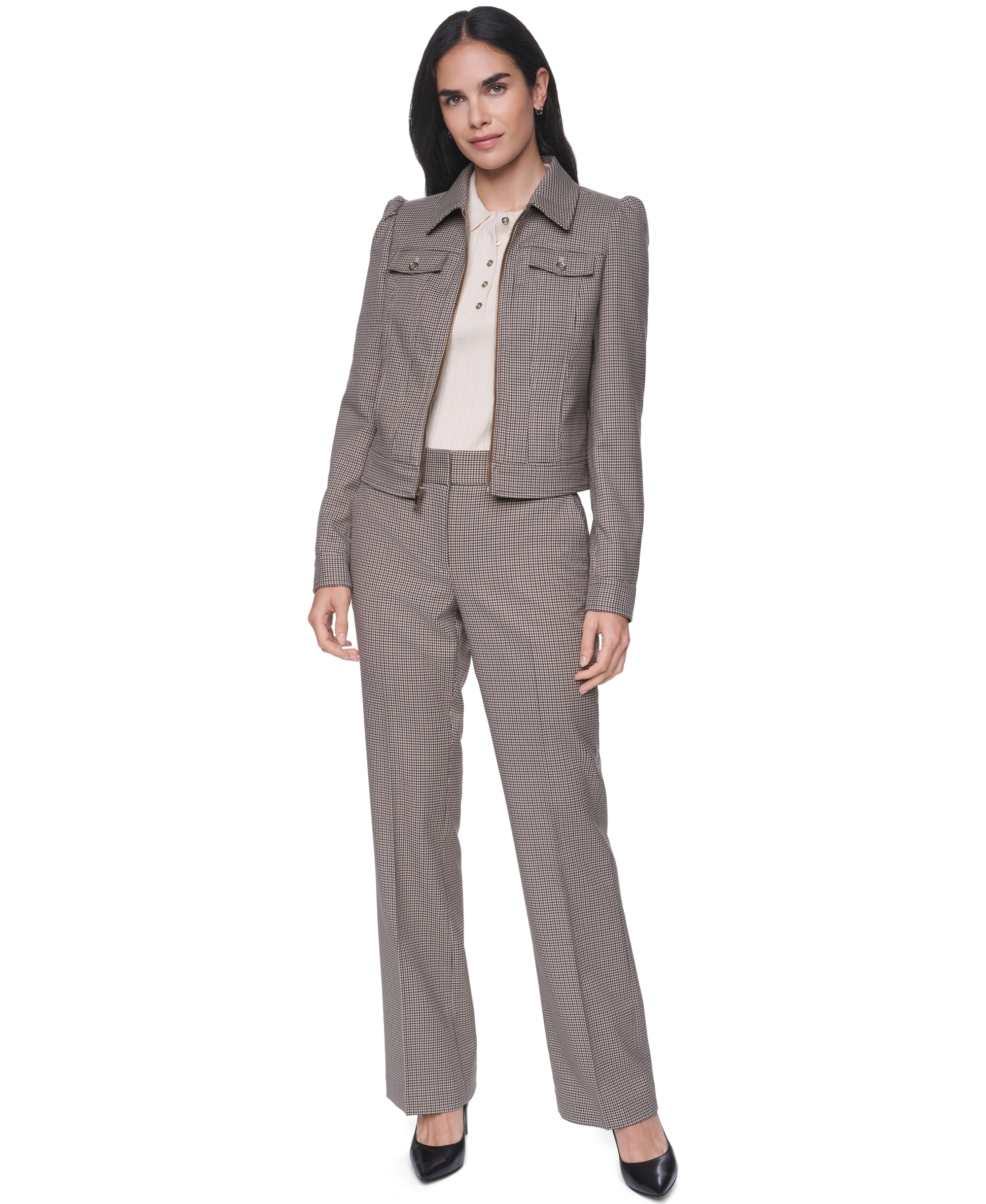 Tommy Hilfiger Women's Long-Sleeve Full-Zip Jacket - Khaki Multi