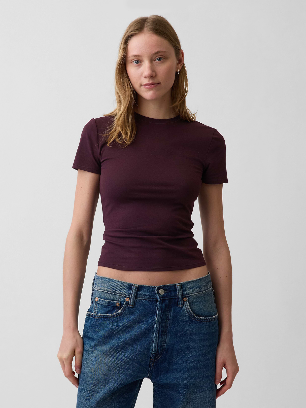 CloseKnit Jersey T-Shirt - Burgundy bordeaux