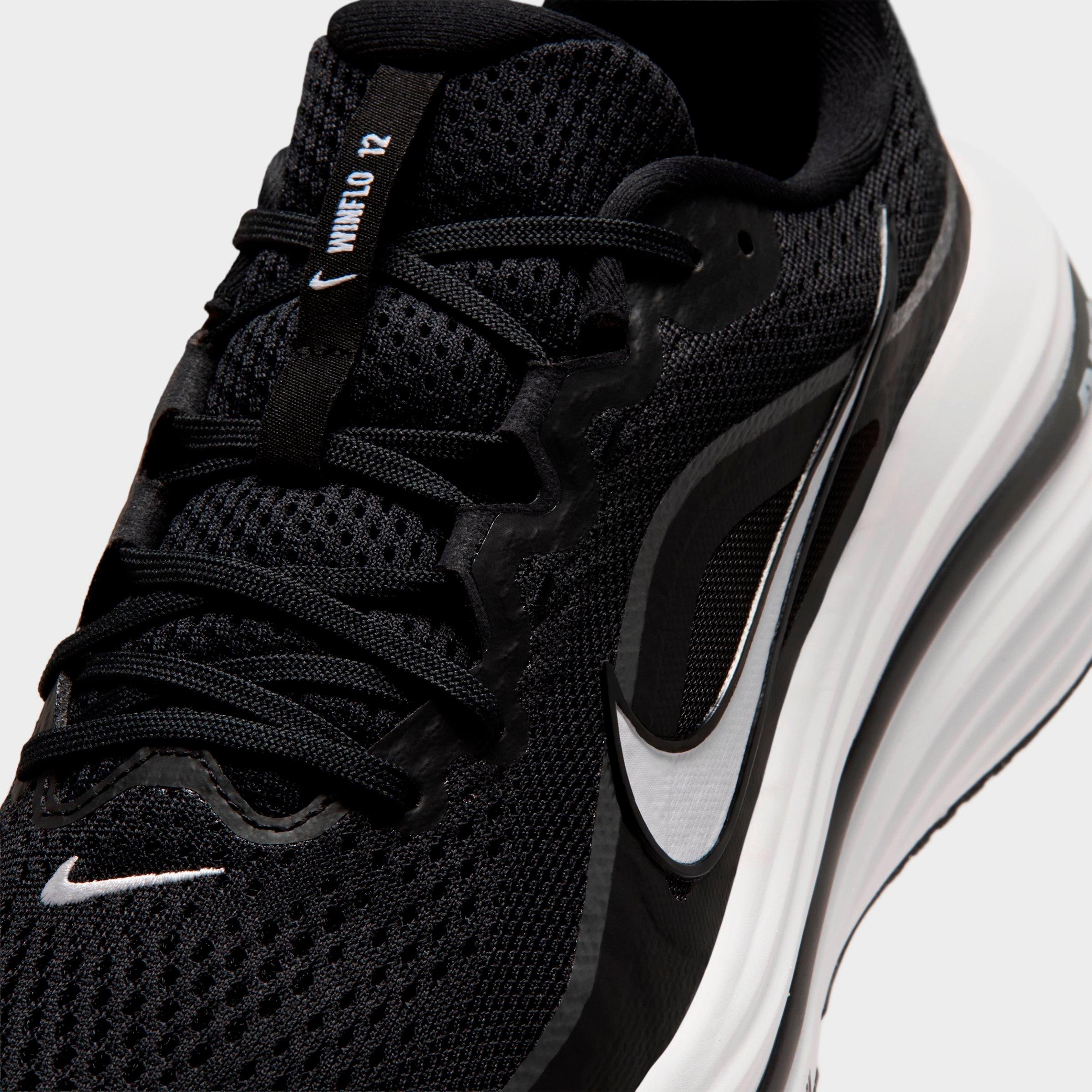 Men's Nithtke Air Winflo 12 Road Running Shoes - Black/Dark Smoke Grey/White - Detail shot