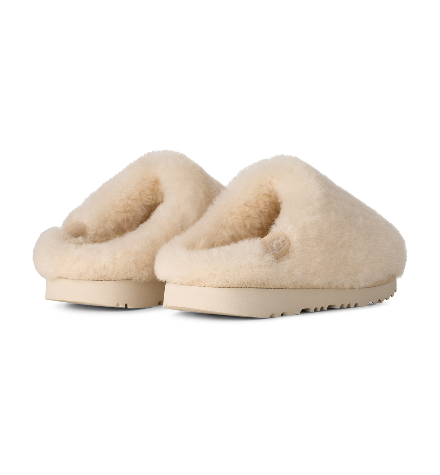 UGG® Kids Classic Fluffed Slip-On Slippers - Natural