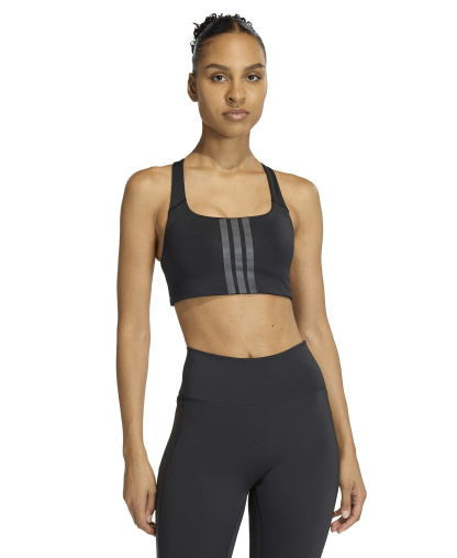 adidas Women's Optime Workout 3-Stripes Medium Support Bra - Black