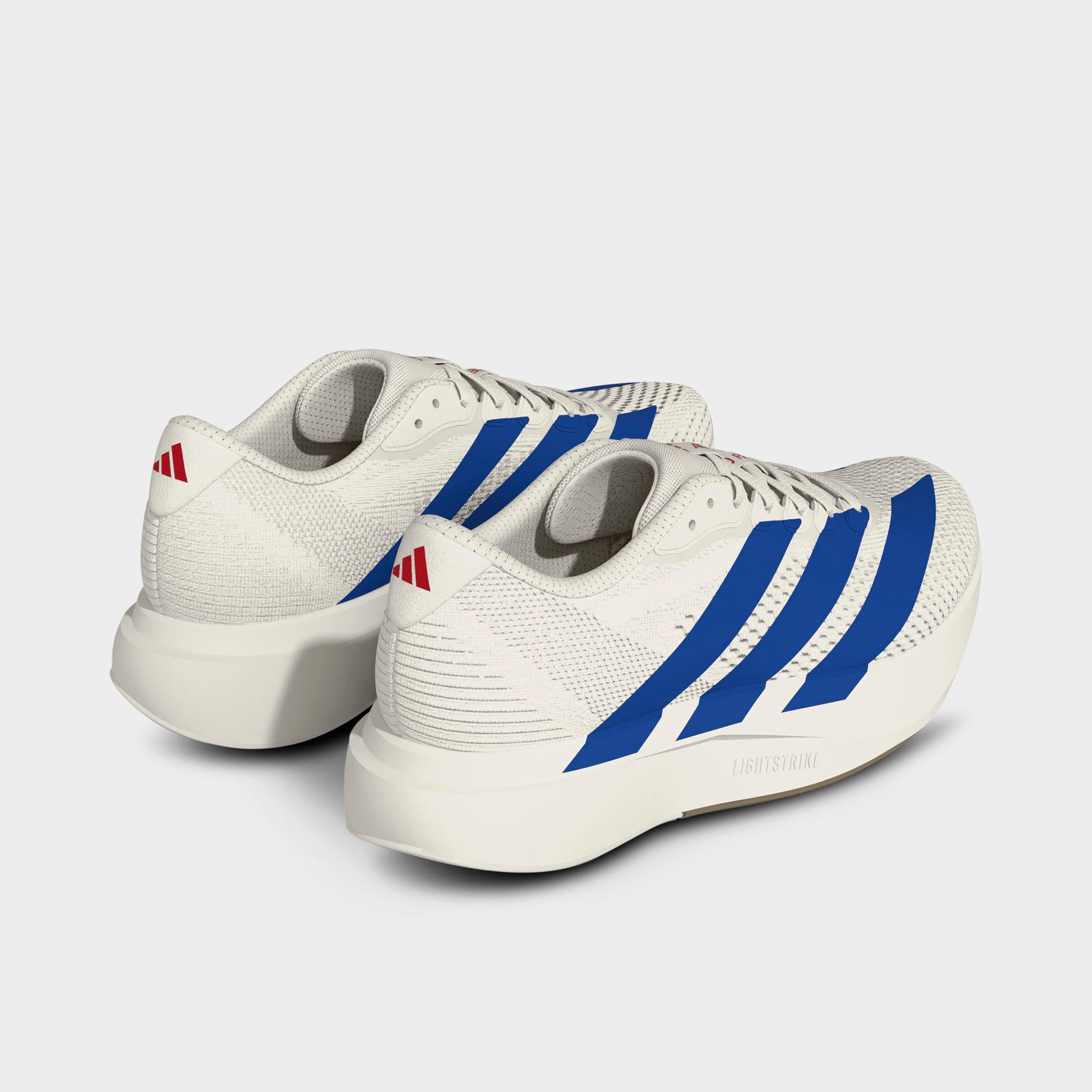 Men's adidas Adizero Pacer Running Shoes - Core White/Royal Blue/Pure Ruby - Back view