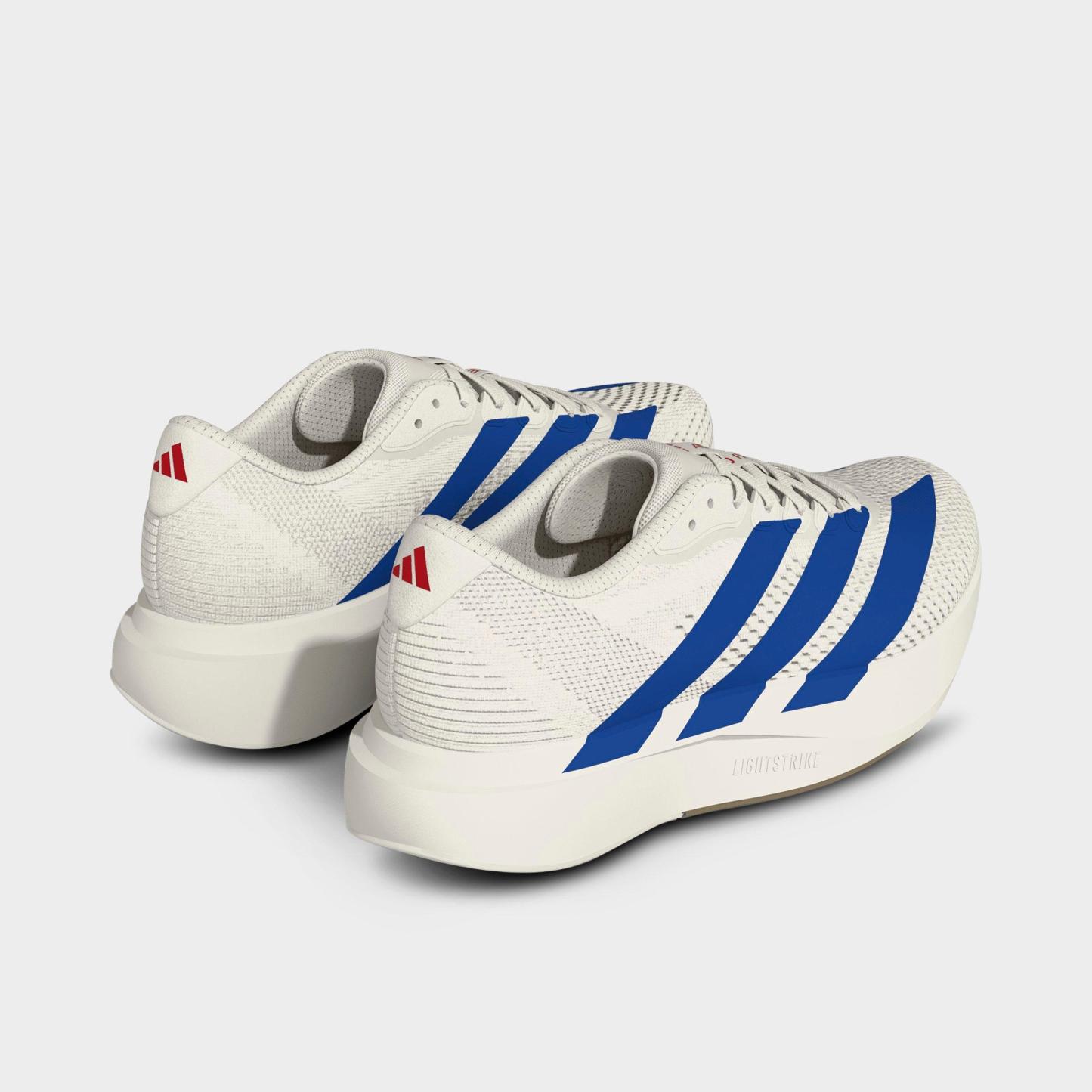Men's adidas Adizero Pacer Running Shoes - Core White/Royal Blue/Pure Ruby - Back view