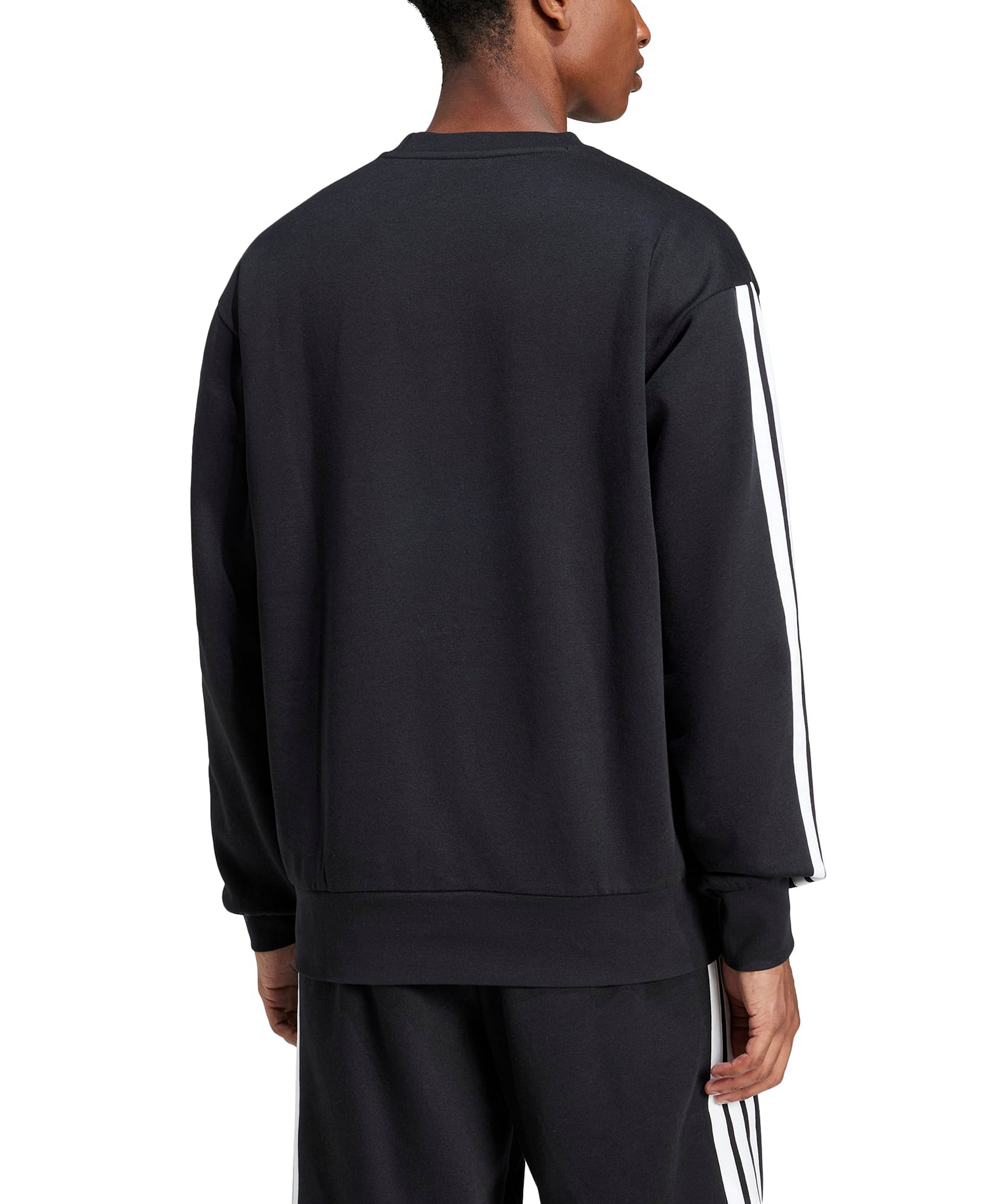 adidas Men's Essentials 3-Stripes Fleece Sweatshirt - Black/White
