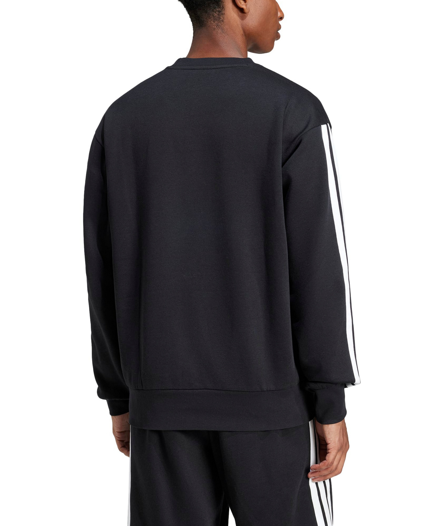 adidas Men's Essentials 3-Stripes Fleece Sweatshirt - Black/White