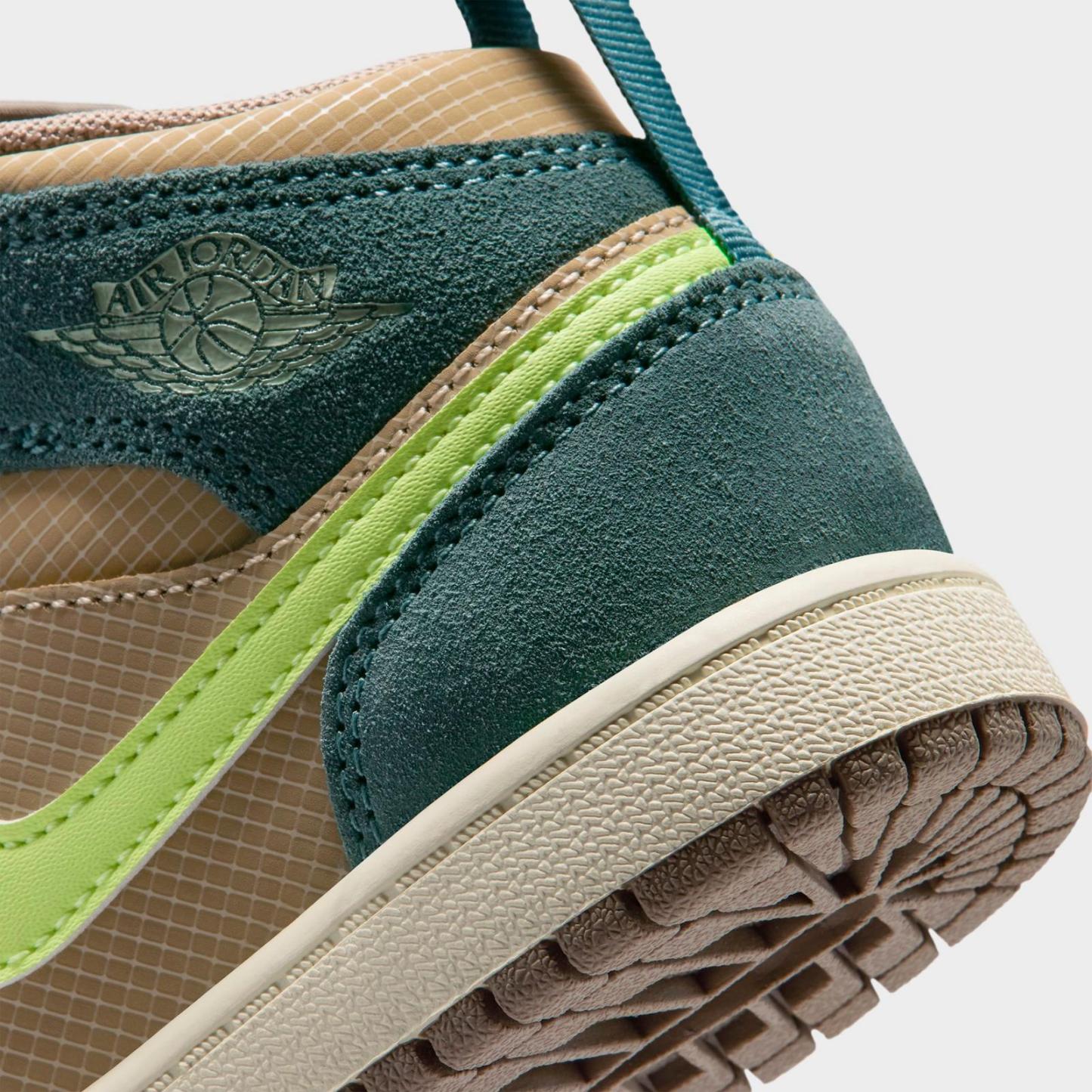 Little Kids' Air Jordan Retro 1 Mid SE Casual Shoes - Khaki/Hasta/Olive Grey/Light Lemon Twist - view 3