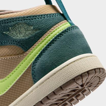 Little Kids' Air Jordan Retro 1 Mid SE Casual Shoes - Khaki/Hasta/Olive Grey/Light Lemon Twist - view 3