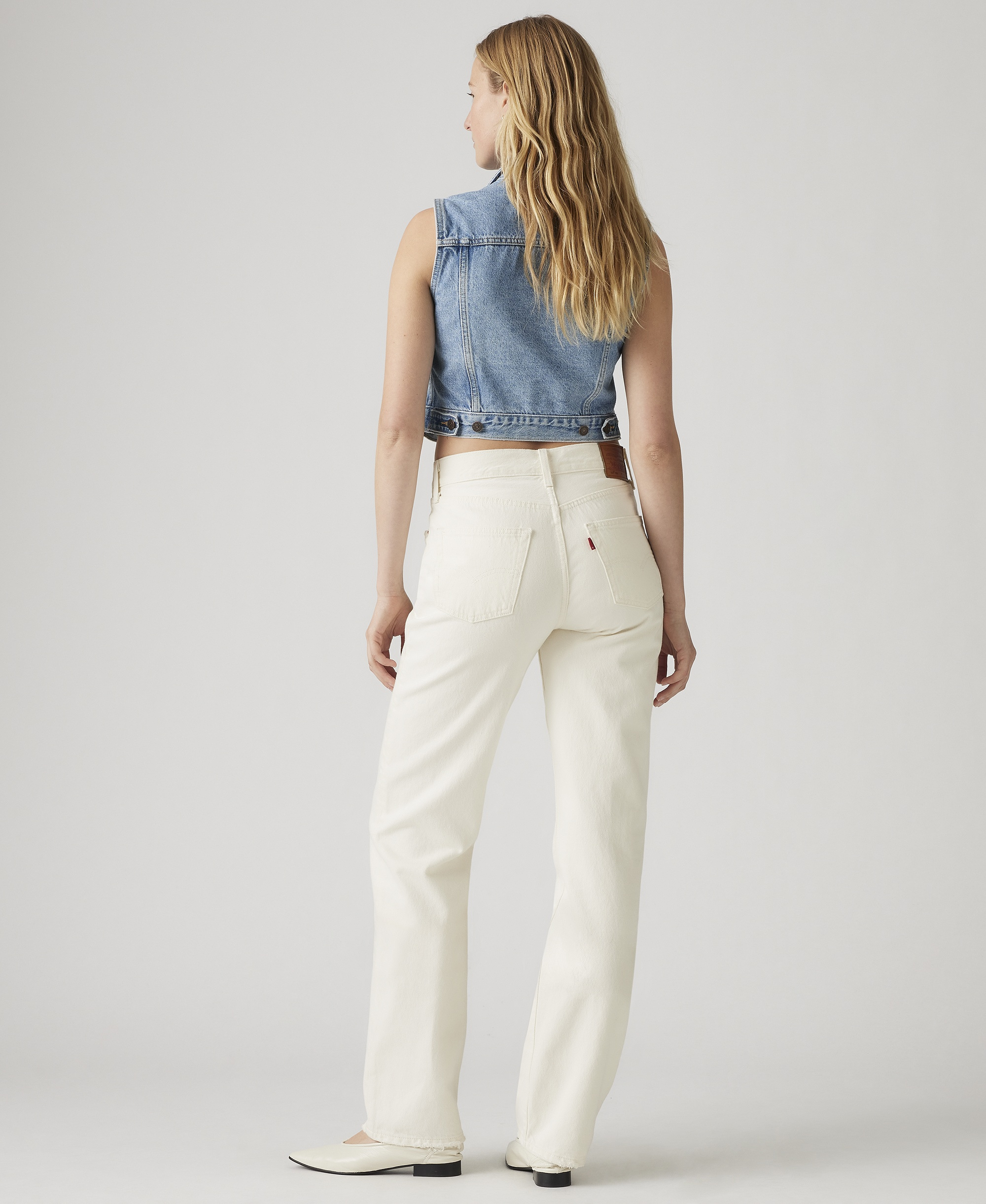 Levi's Premium Women's 501 90's Mid-Rise Straight-Fit Jeans 30" - Ecru Booper No Damage