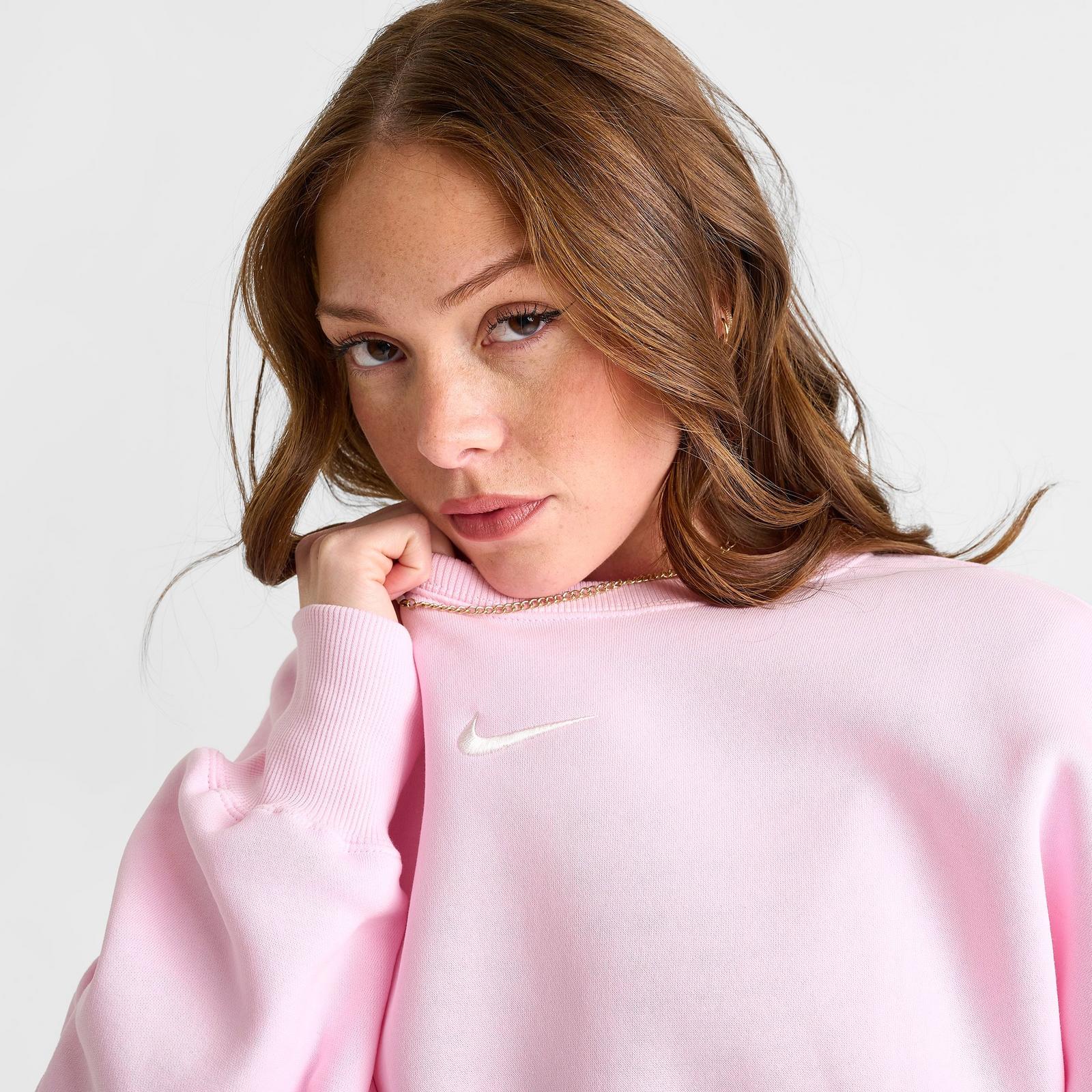 Women's Nike Sportswear Phoenix Fleece Oversized Crewneck Sweatshirt - Pink Foam/Sail