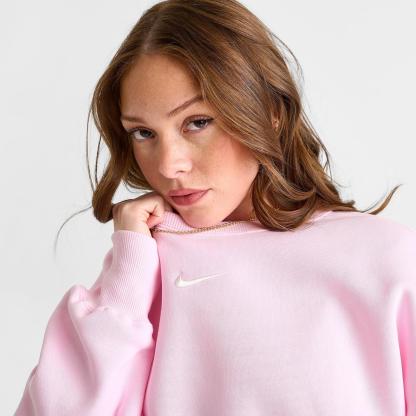 Women's Nike Sportswear Phoenix Fleece Oversized Crewneck Sweatshirt - Pink Foam/Sail