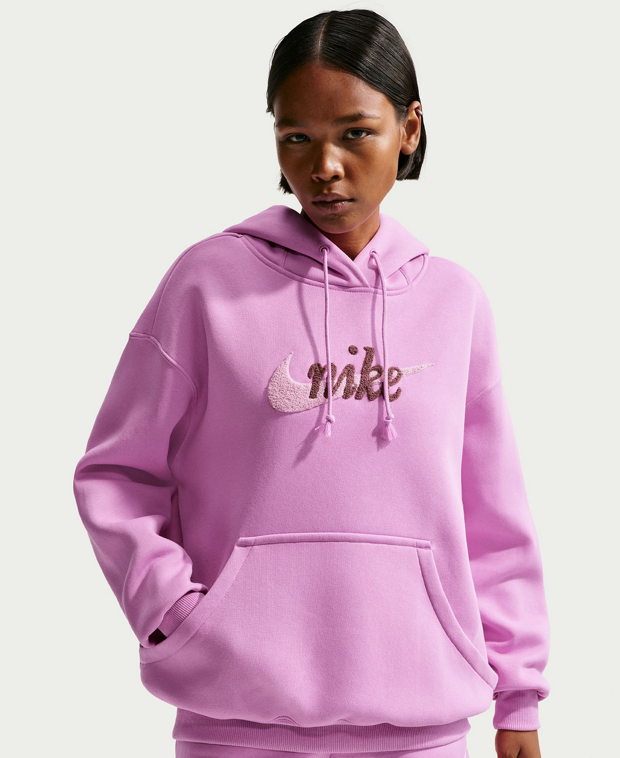 Nike Women's Sportswear Phoenix Fleece Oversized Logo Hoodie - Lt Magenta/pink Foam