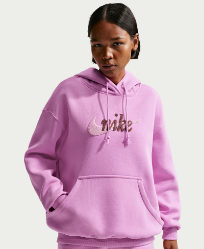 Nike Women's Sportswear Phoenix Fleece Oversized Logo Hoodie - Lt Magenta/pink Foam