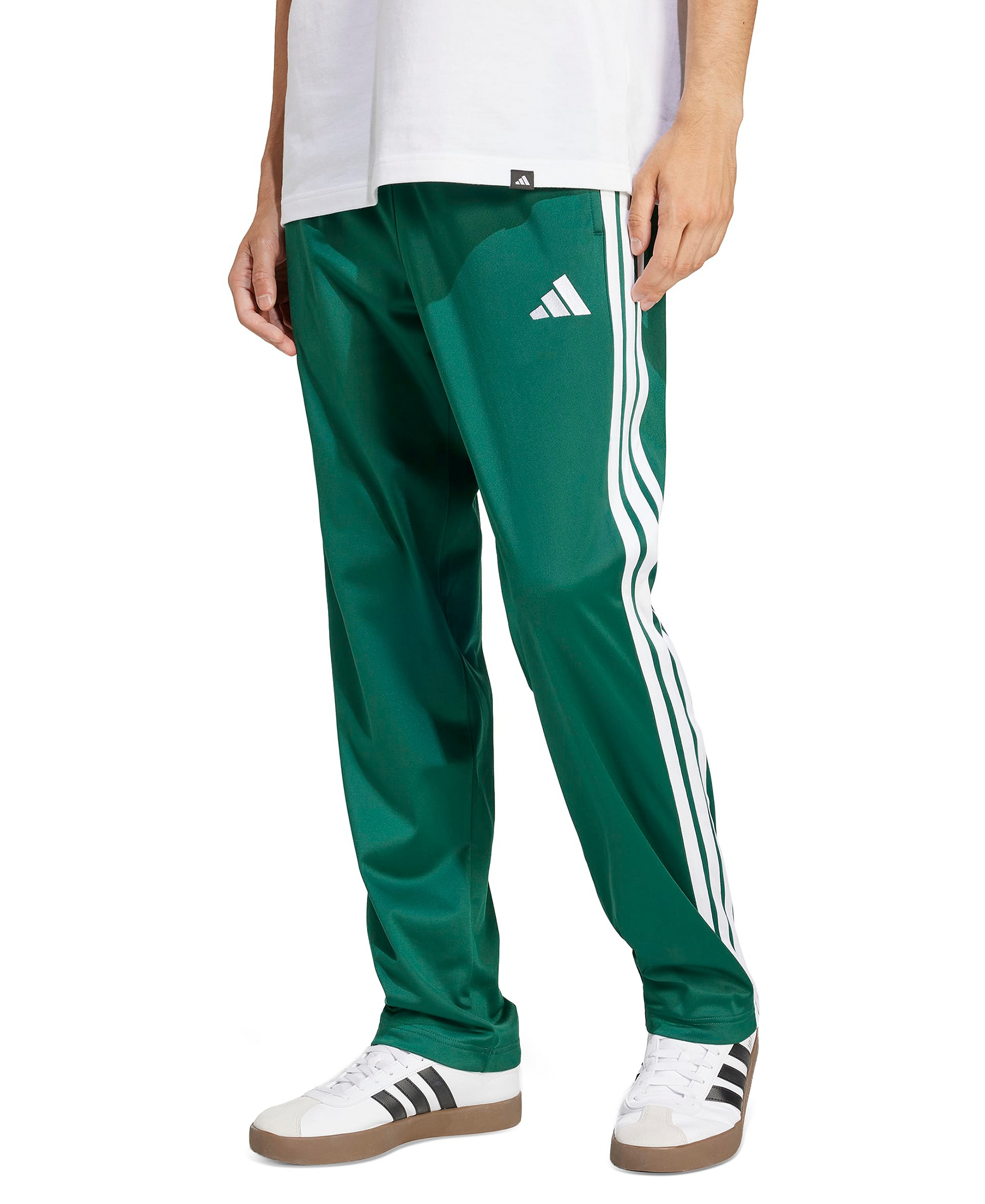 adidas Men's 3-Stripes Regular Open Hem Track Pants - Collegiate Green