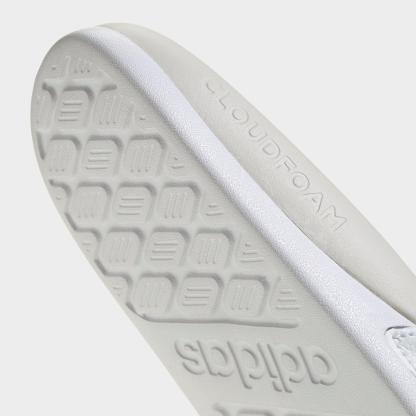 Women's adidas Adilette Comfort 2.0 Slide Sandals - Cloud White/Core Black/Crystal White - Detail shot