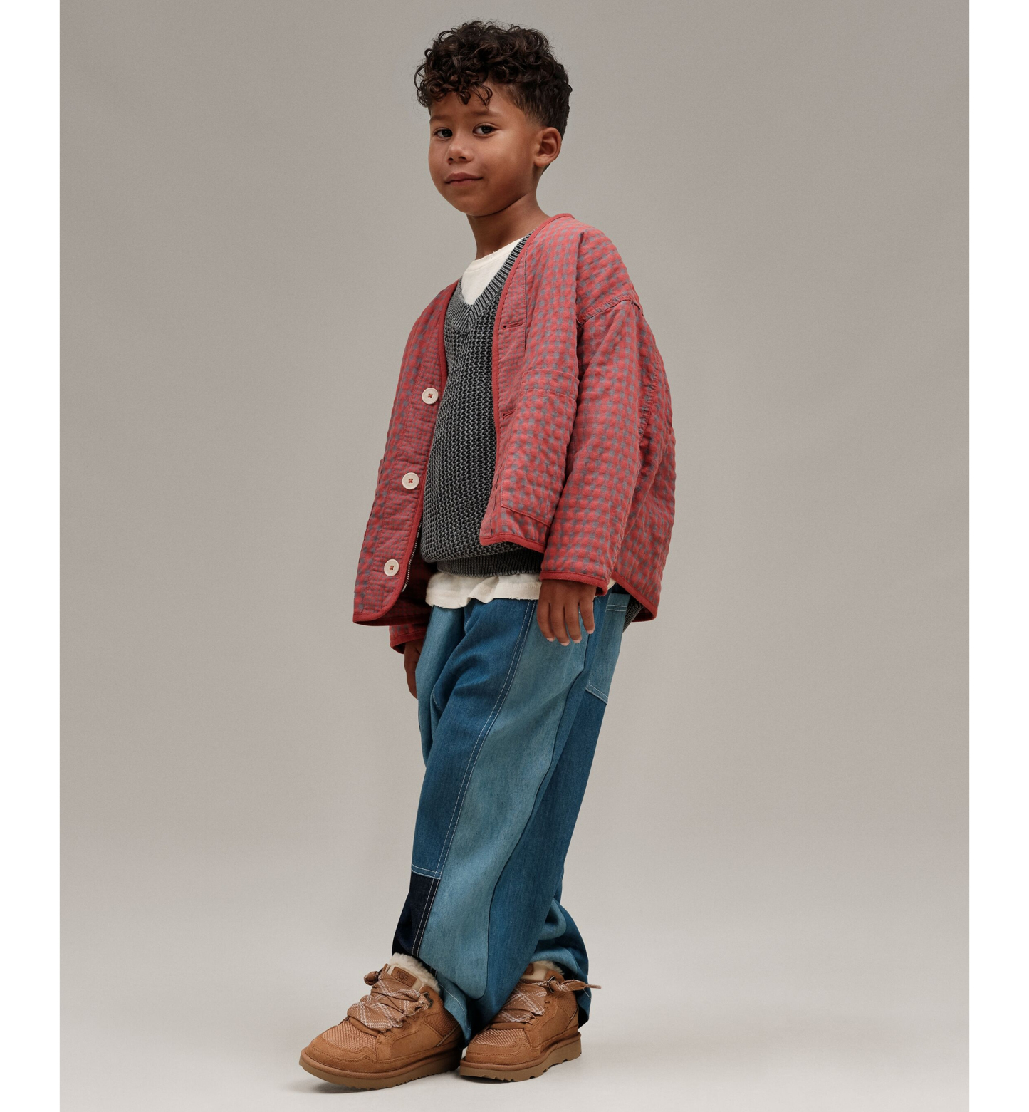 UGG® Kids' Lowmel Lace-Up Cozy Sneakers - Chestnut