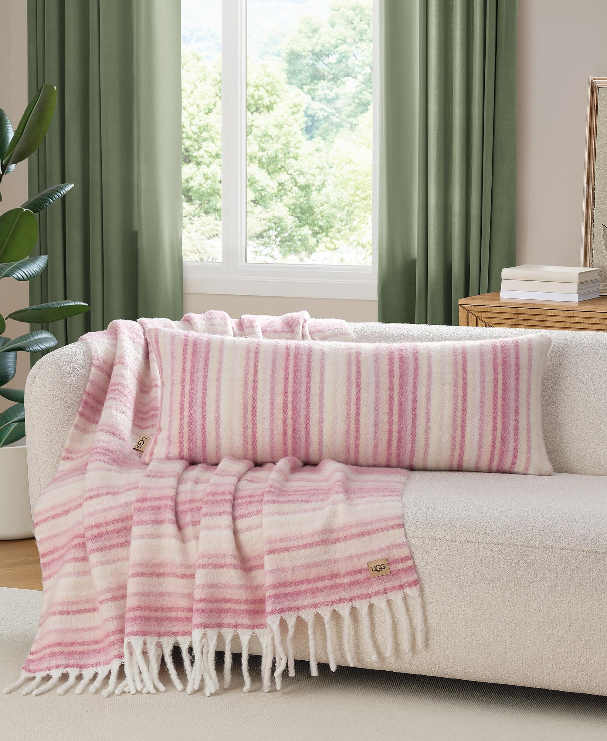 UGG® Joana Striped Throw, 50" x 70" - Dusty Orchid