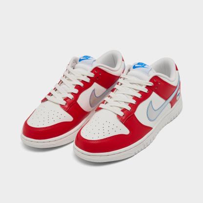 Women's Nithtke Dunk Low SE Casual Shoes - Action Red/Sail/Light Photo Blue/Multi-Color - Both shoes facing left