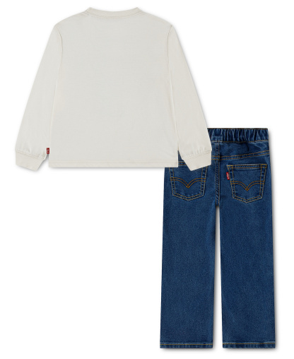 Levi's Toddler Boys' 2T-4T Bear Graphic Top and Denim Pants, 2-Piece Set - Levi's Egret