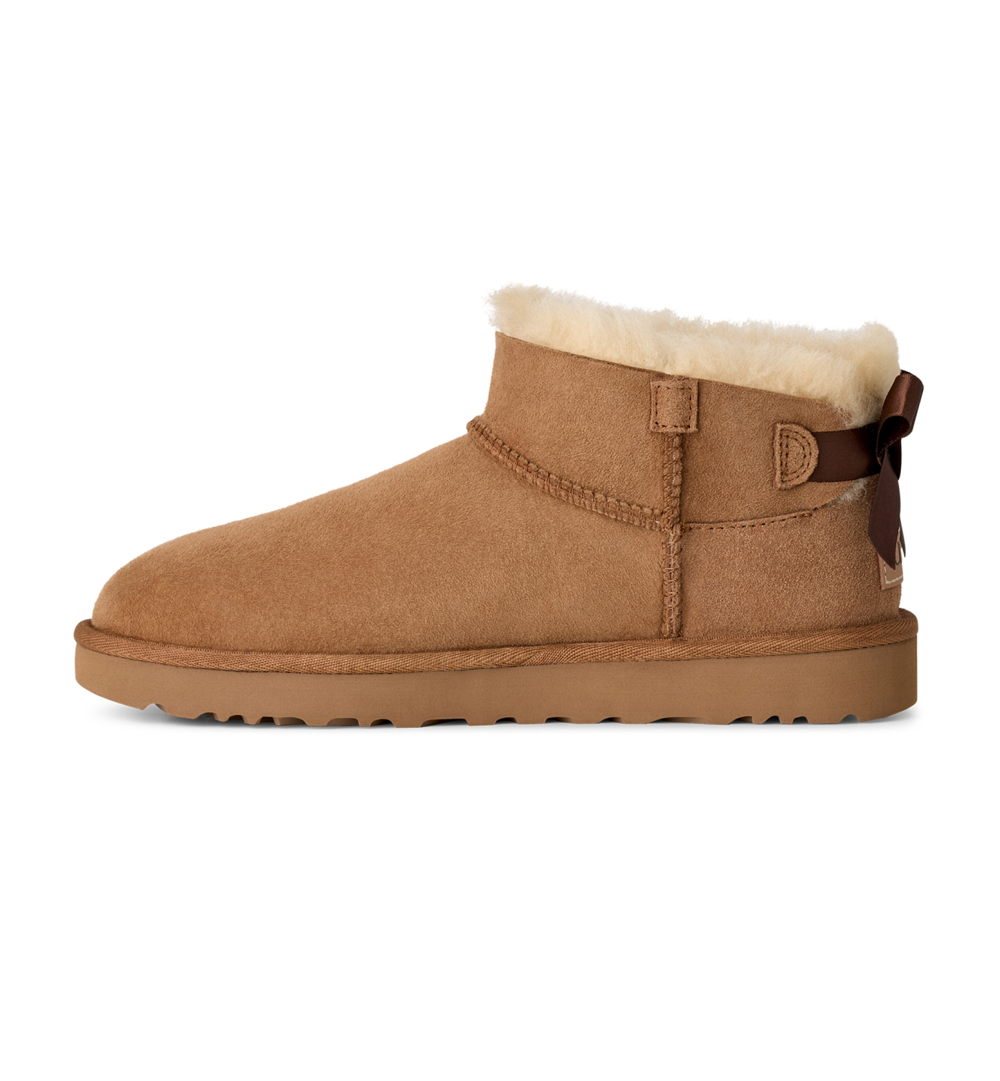 UGG® Women's Ultra Mini Bailey Bow Round Toe Booties - Chestnut