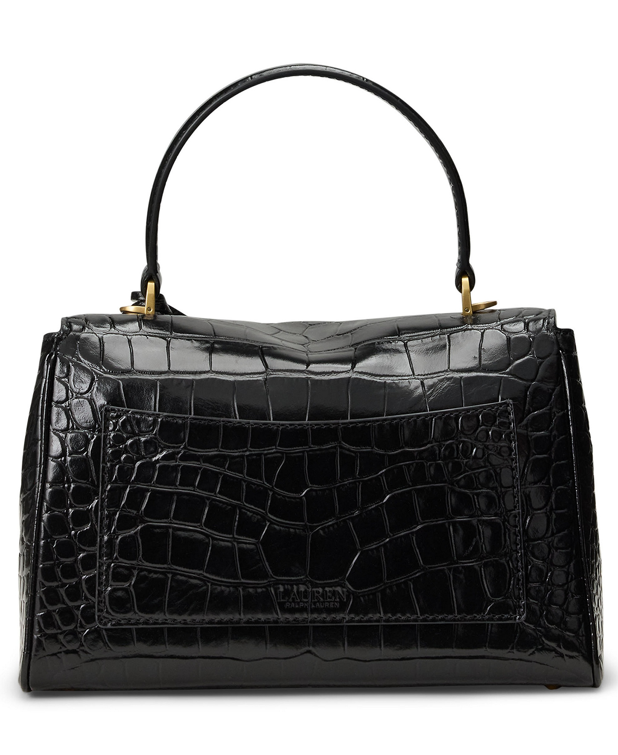 Lauren Ralph Lauren Farrah Embossed Small Soft Satchel Handbag - Black