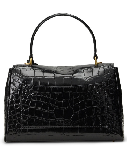 Lauren Ralph Lauren Farrah Embossed Small Soft Satchel Handbag - Black