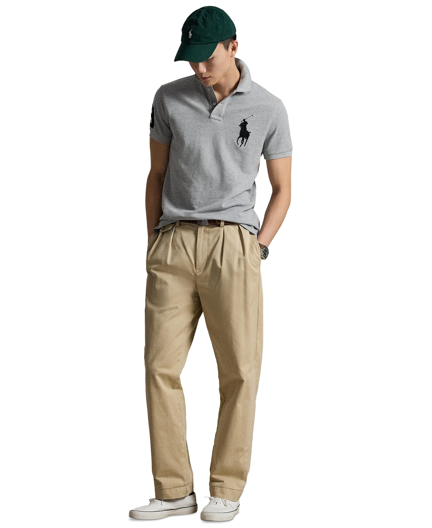 Polo Ralph Lauren Men's Big Pony Custom Slim-Fit Mesh Polo Shirt - Andover Heather