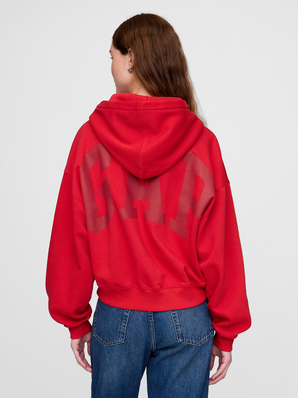 VintageSoft Crop Logo Hoodie - Tomato sauce red