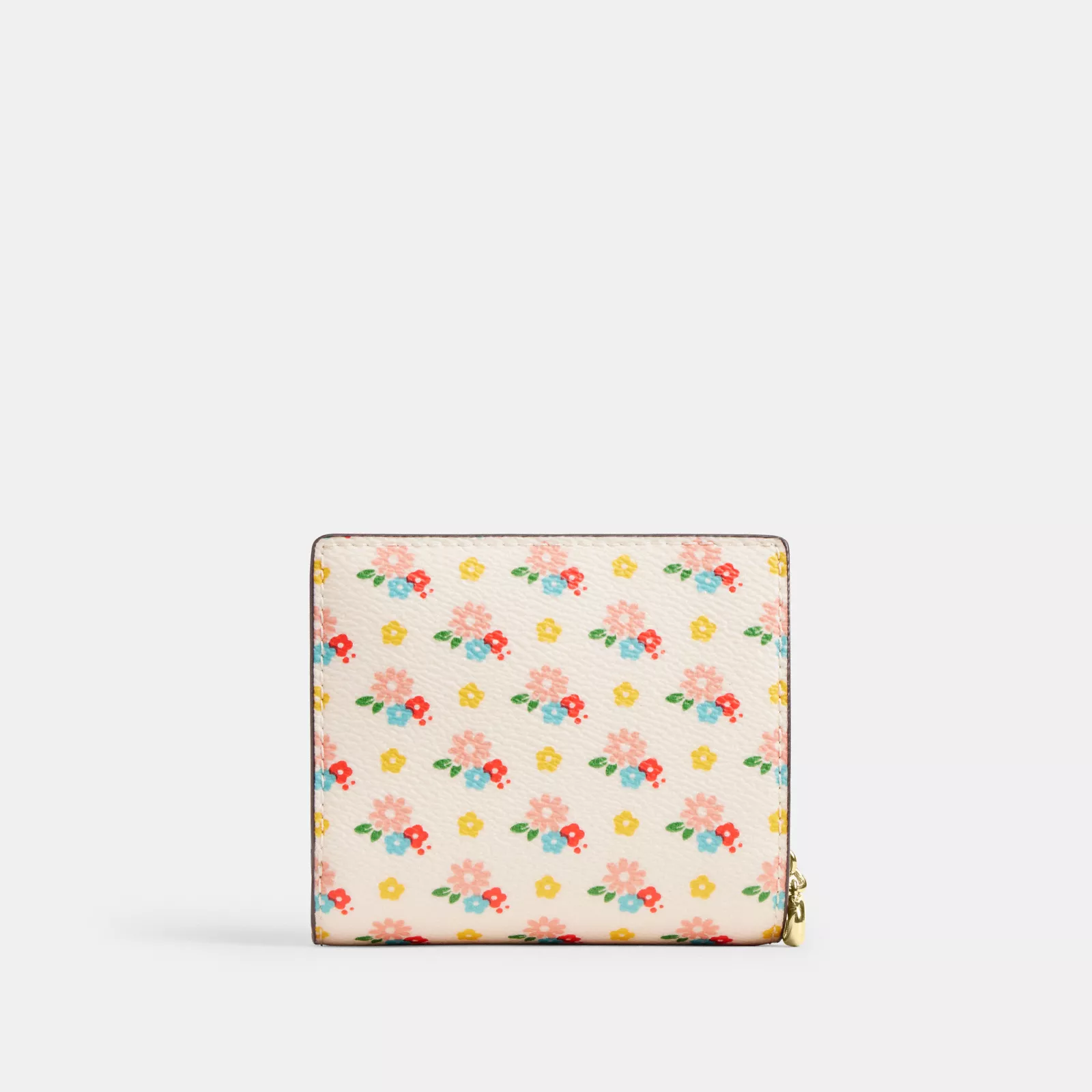 Snap Wallet With Floral Print And Charm - Gold/Chalk Multi - view 4