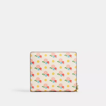 Snap Wallet With Floral Print And Charm - Gold/Chalk Multi - view 4