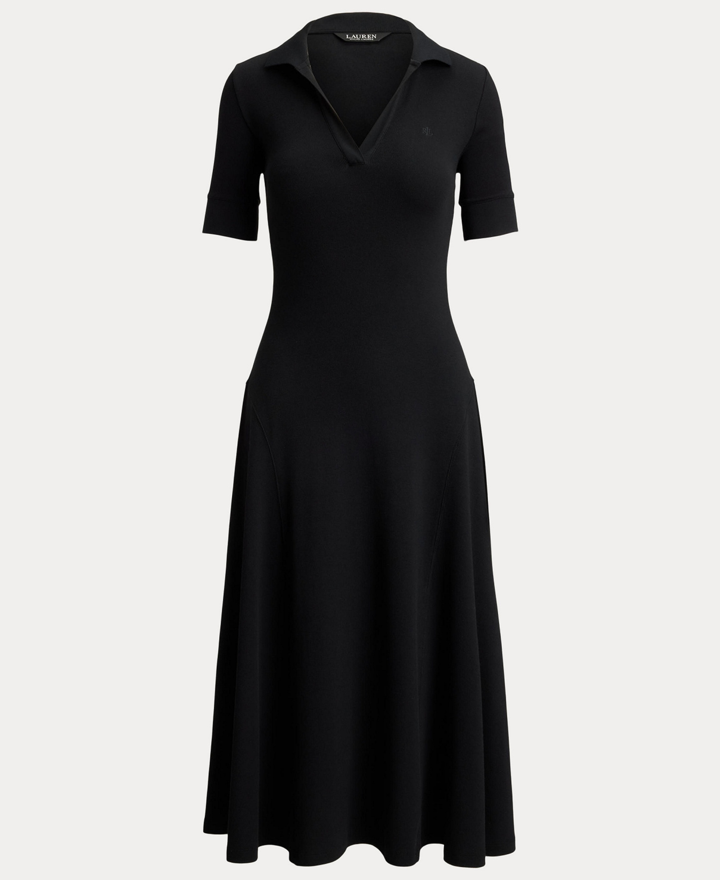 Lauren Ralph Lauren Women's Rib Knit Collared Dress - Black
