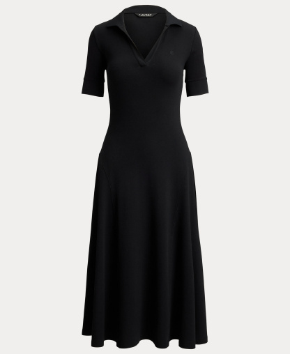 Lauren Ralph Lauren Women's Rib Knit Collared Dress - Black