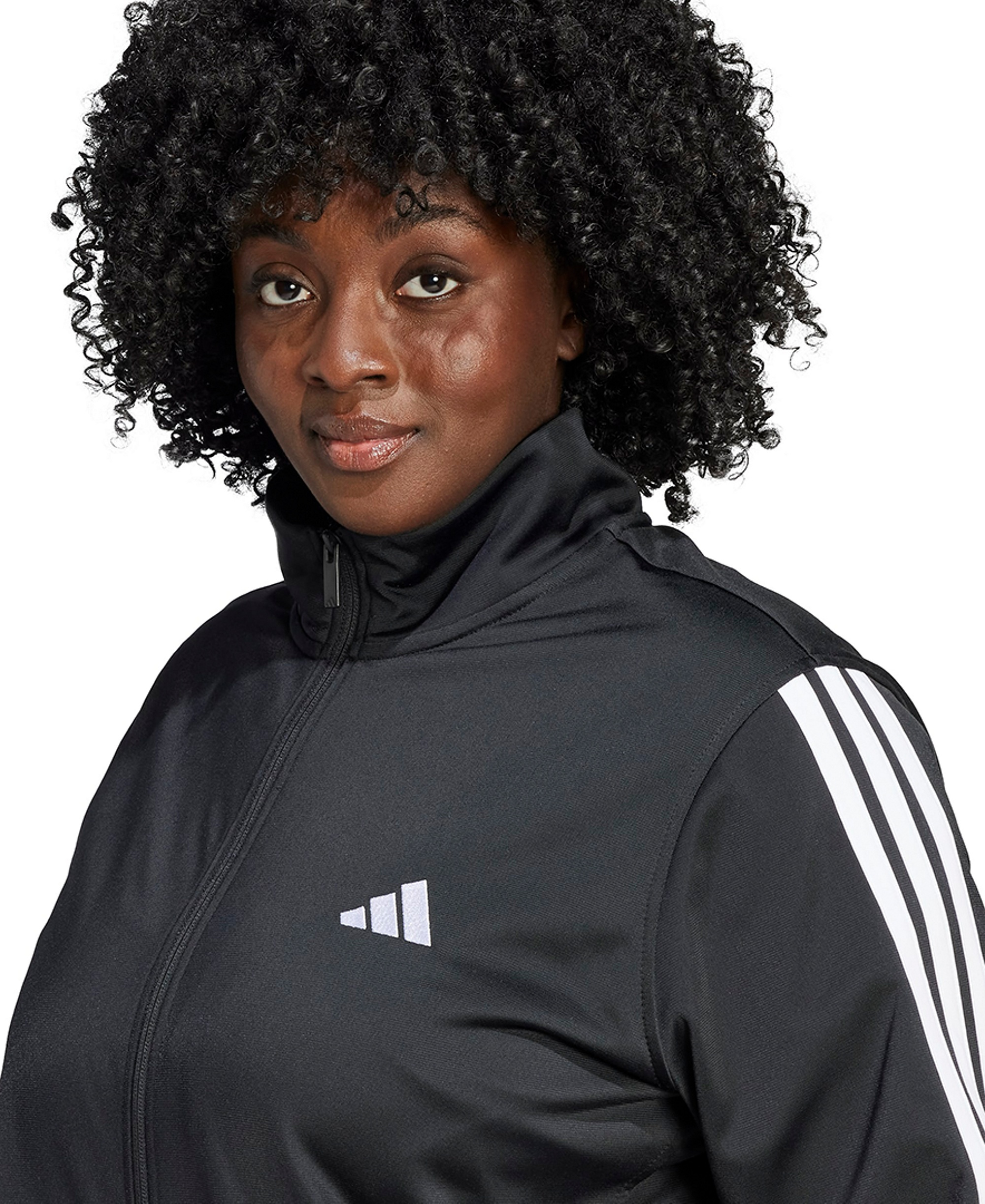 adidas Plus Size Essentials Tricot Three Stripes Track Jacket - Black/White