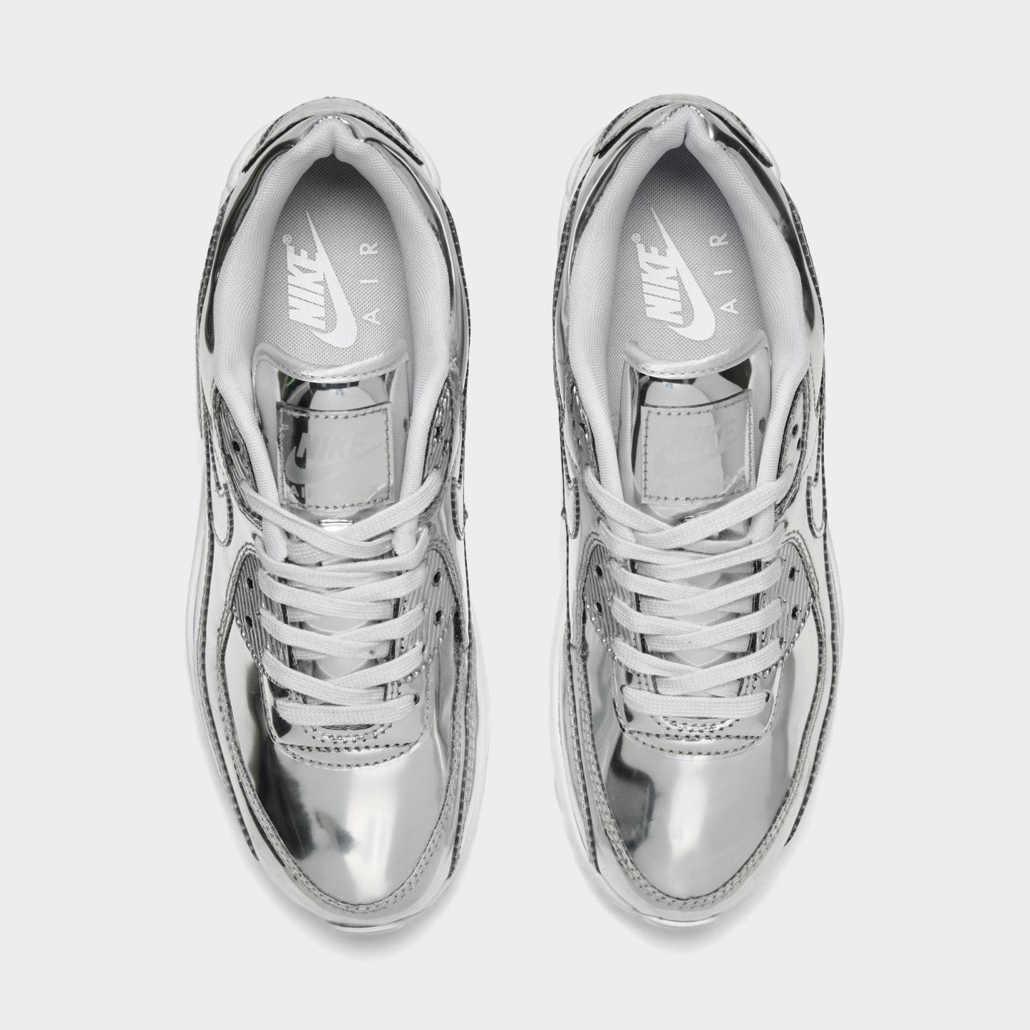 Women's Nithtke Air Max 90 SP Casual Shoes - Chrome/Pure Platinum/White - Top view
